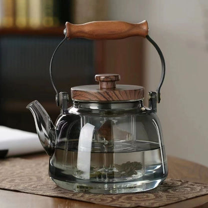 Zoie Glazen Theepot met Infuser Houten Handvat 1000ml