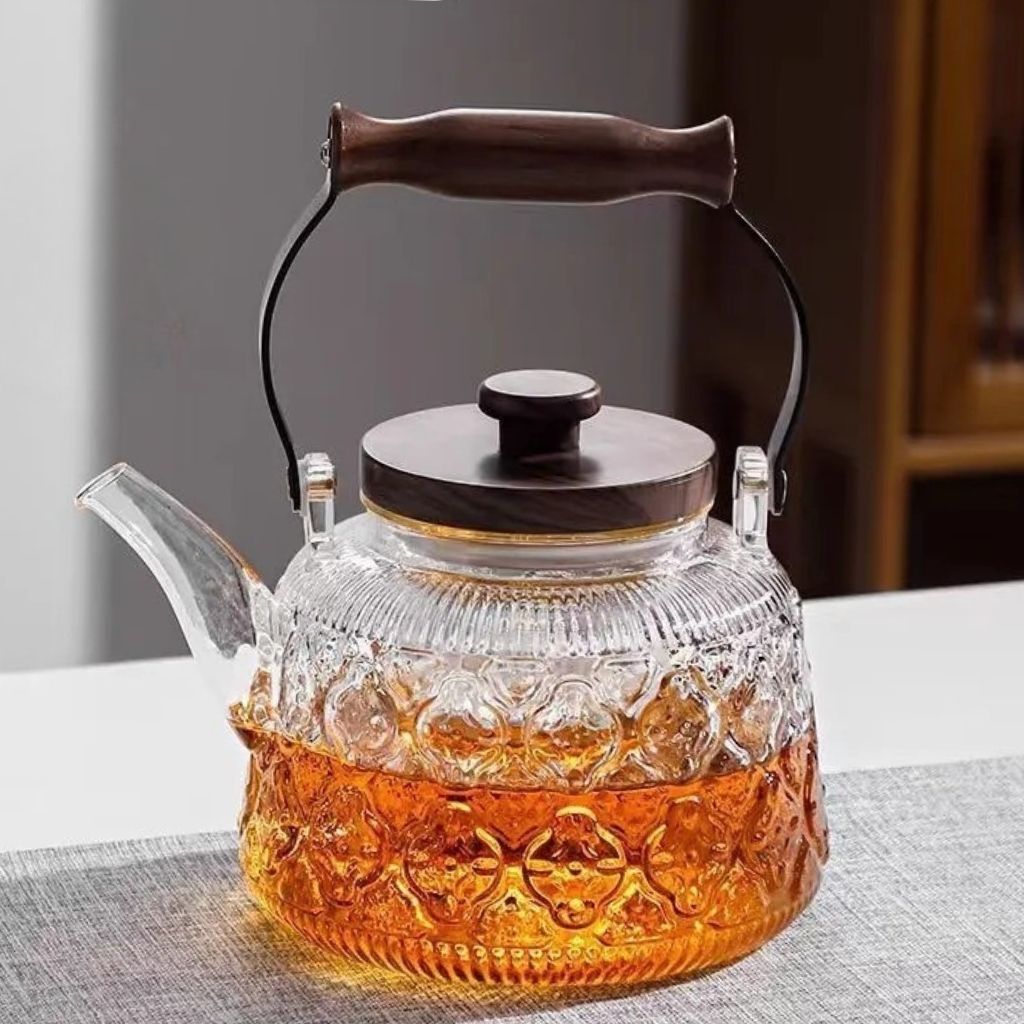 Zoie Glazen Theepot met Infuser Houten Handvat 1000ml