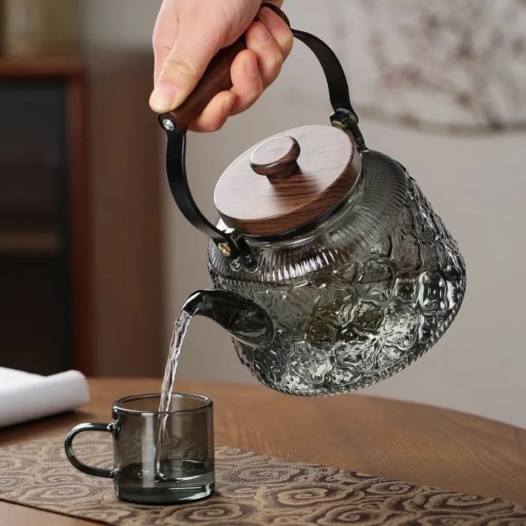 Zoie Glazen Theepot met Infuser Houten Handvat 1000ml