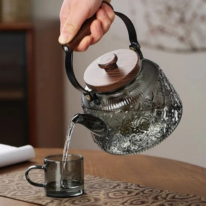 Zoie Glazen Theepot met Infuser Houten Handvat 1000ml